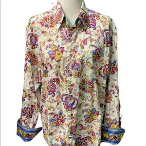 Robert Graham Men’s button down dress shirt with accent cuffs size XL